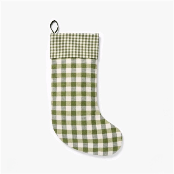 Studio McGee Threshold Christmas Holiday Stocking Checkered Green Stocking New - Picture 1 of 5